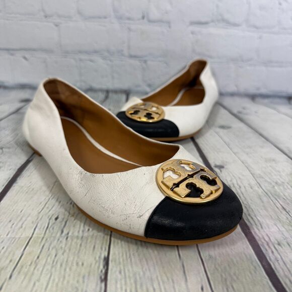 Tory Burch Flats Loafer Women Size 7.5 Colorblock Leather Preppy Minimalist Shoe - Picture 1 of 12